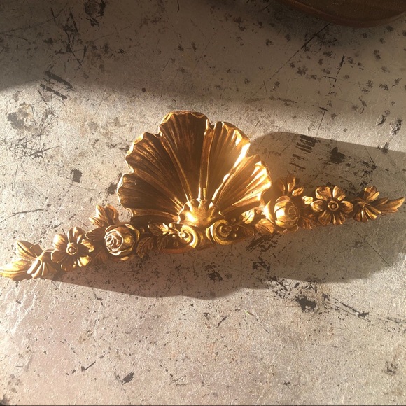 Vintage Handcarved Gold Art Deco Wood Wall Hanging